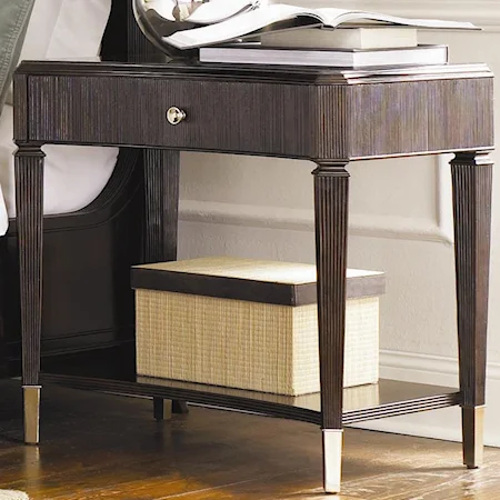 Open Leg Nightstand with Granite Top and Reed Accent